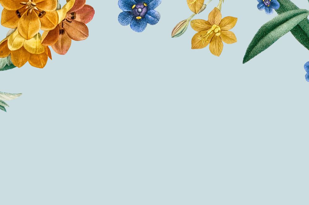 Floral border background, editable blue design