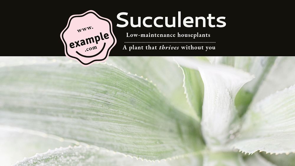 Succulents blog banner template, editable text