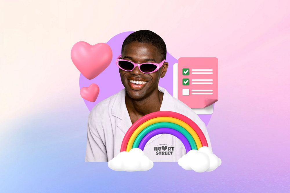Lgbt man, pastel color, 3d remix, editable design
