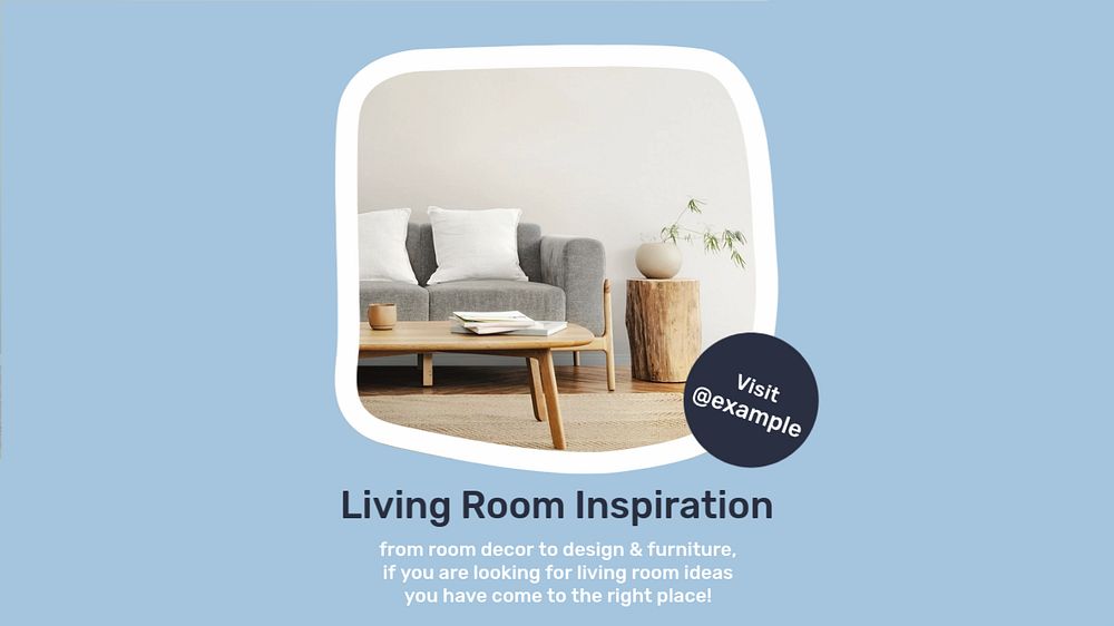 Living room   blog banner template, editable text