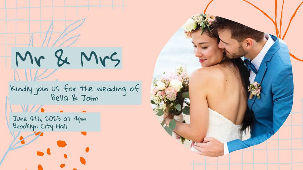 Wedding invitation   blog banner template, editable text