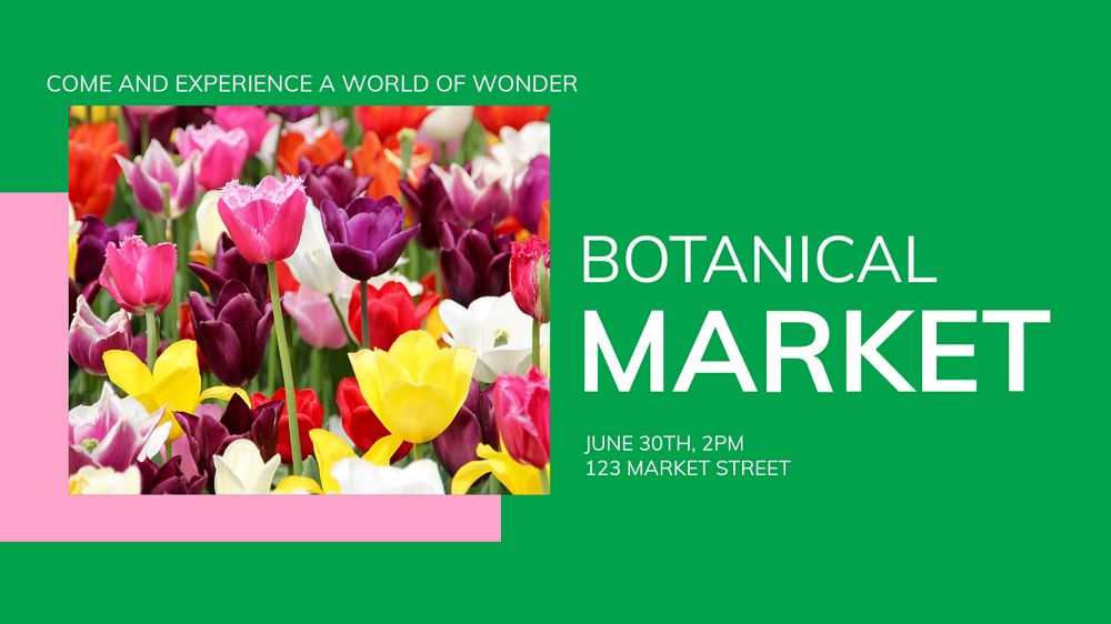 Botanical market   blog banner template, editable text