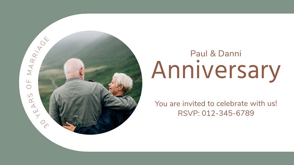 Marriage anniversary  blog banner template, editable text