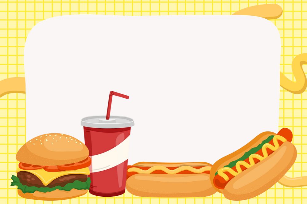 Fast food yellow frame background editable design