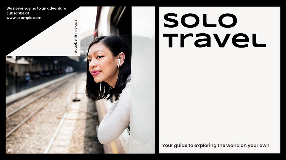 Solo travel  blog banner template, editable text