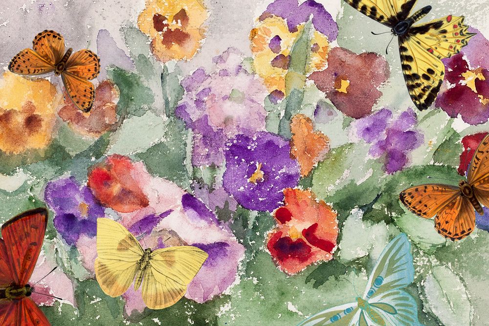 Watercolor butterflies, editable remix design