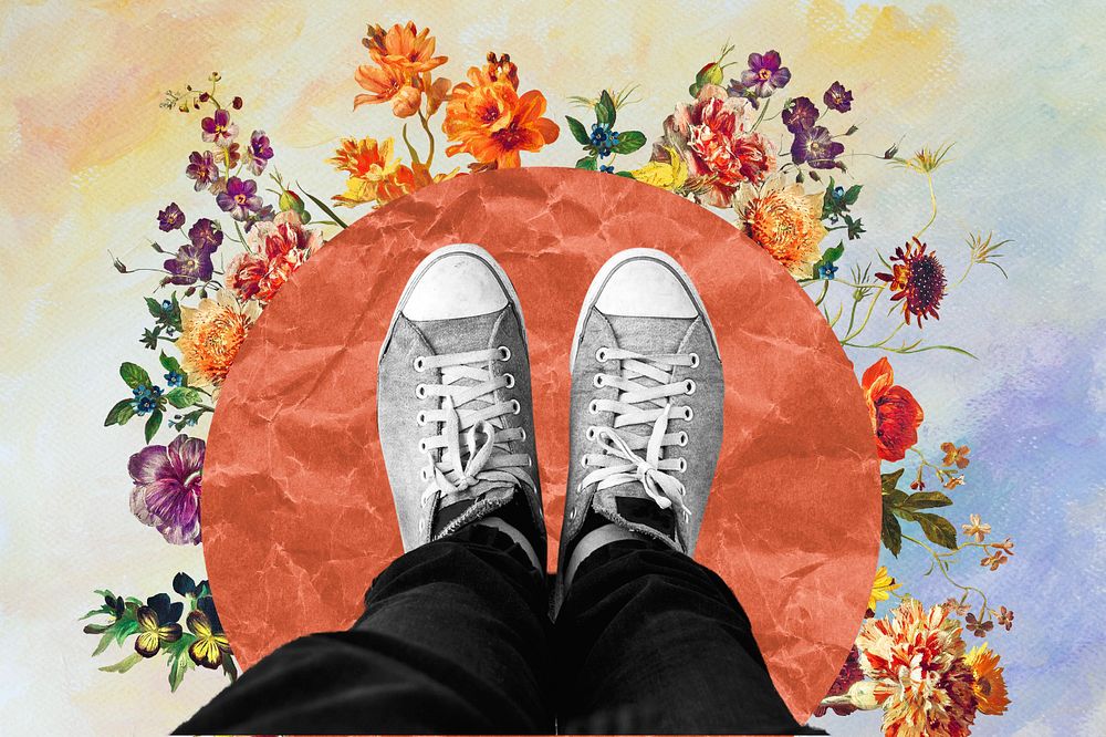 Spring aesthetic, colorful flowers background, editable design