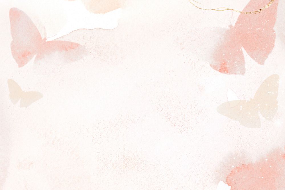 Aesthetic pink butterfly watercolor background, editable design