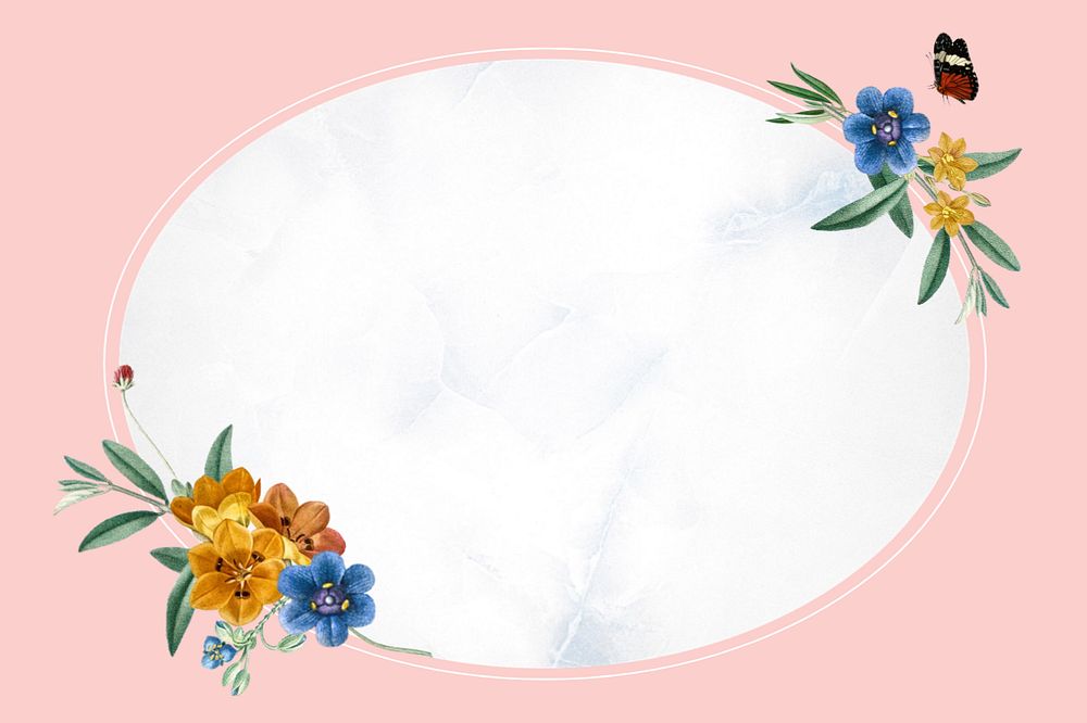 Floral frame background, editable pink design