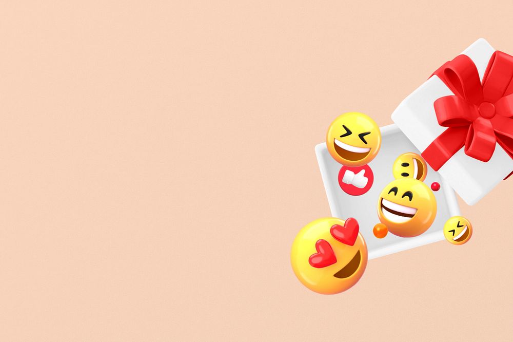 Happy emoticons background, 3D editable illustration