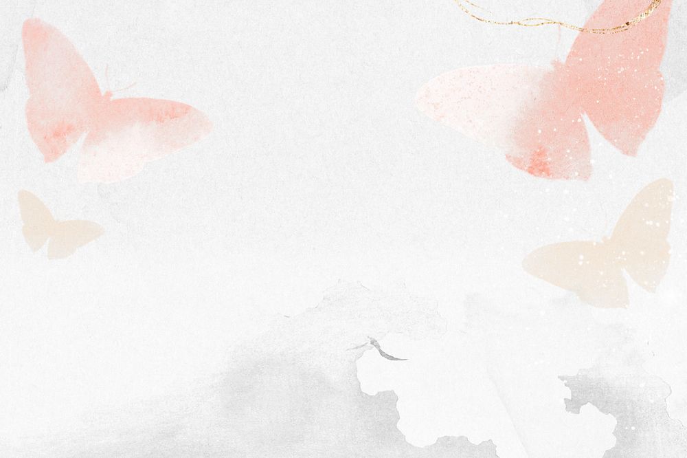 Pink butterfly watercolor illustration background, editable design