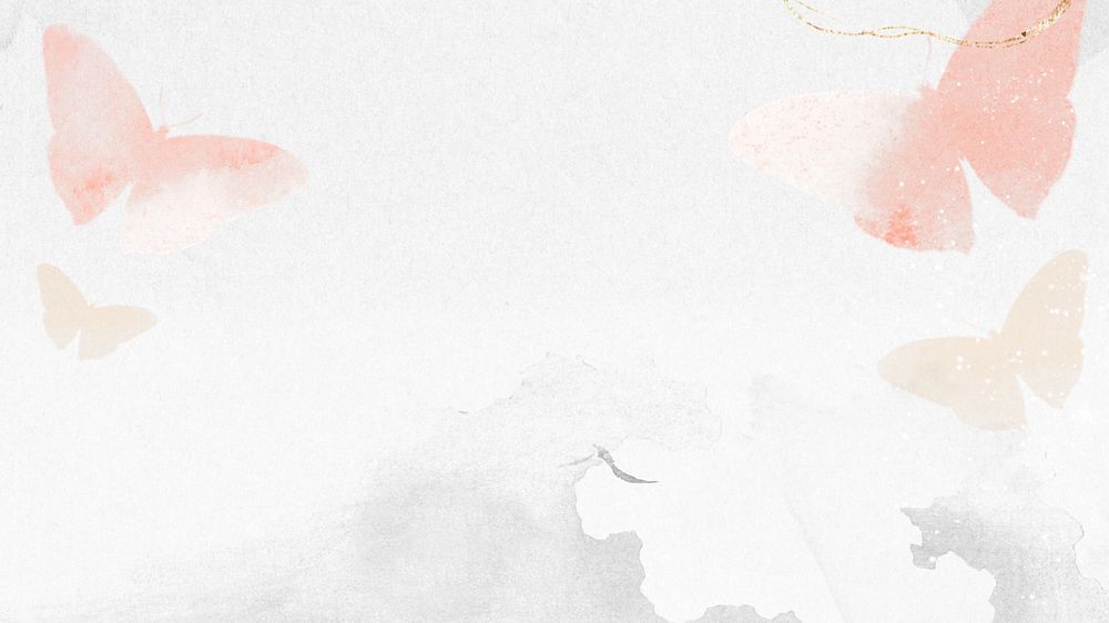 Pastel butterfly watercolor desktop wallpaper, editable design