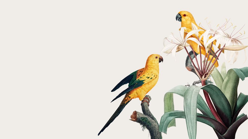 Yellow birds desktop wallpaper, editable design