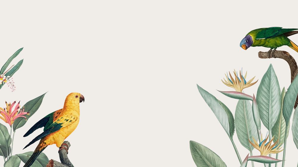 Vintage birds desktop wallpaper, editable design