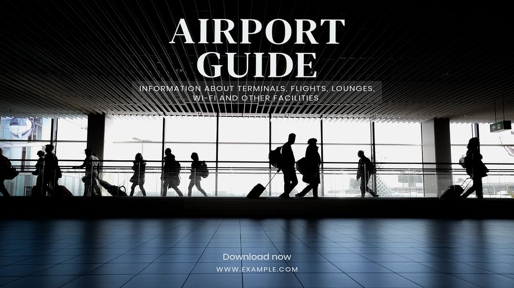 Airport guide blog banner template, editable text