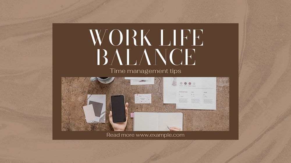 Work life balance blog banner template, editable text