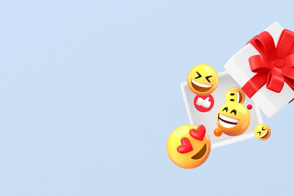 Happy emoticons background, 3D editable illustration