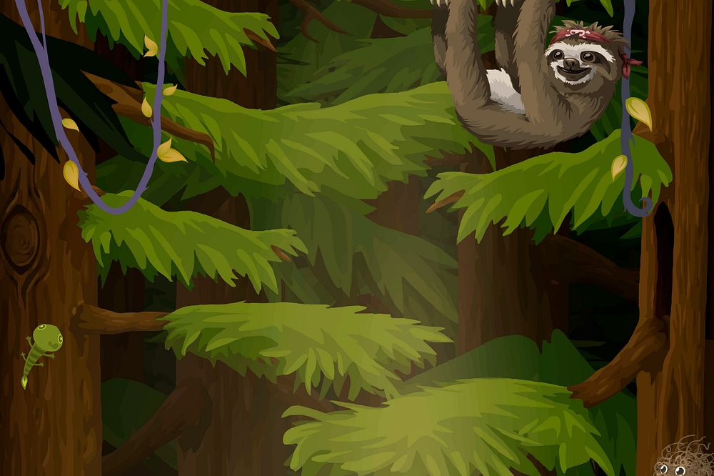 Sloth in forest background editable Glitch game design