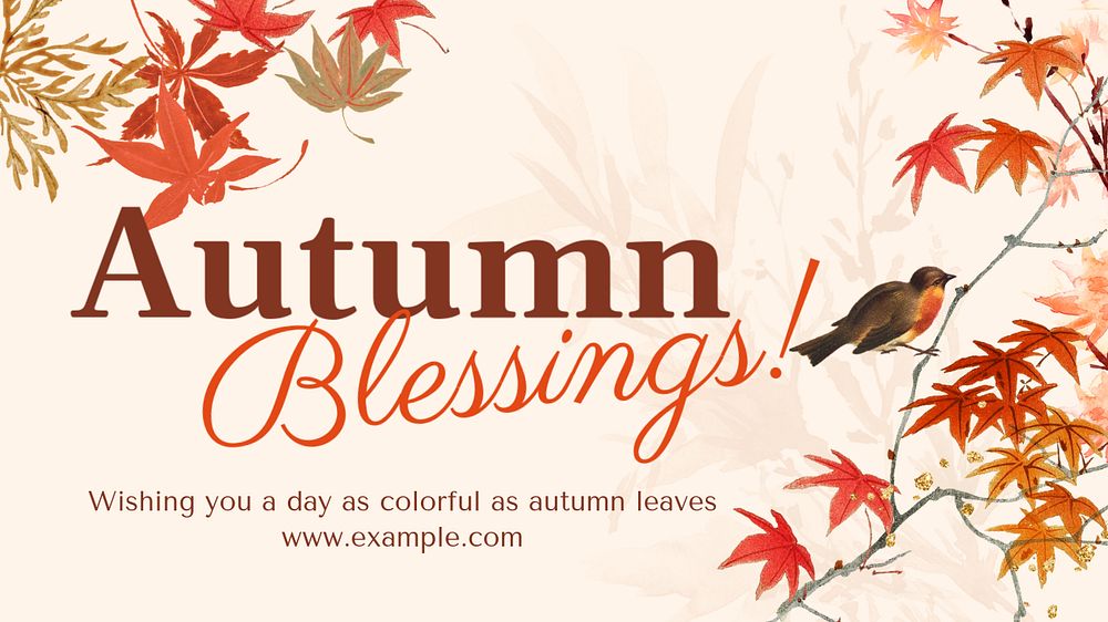 Autumn blessings YouTube thumbnail template, nature aesthetic illustration