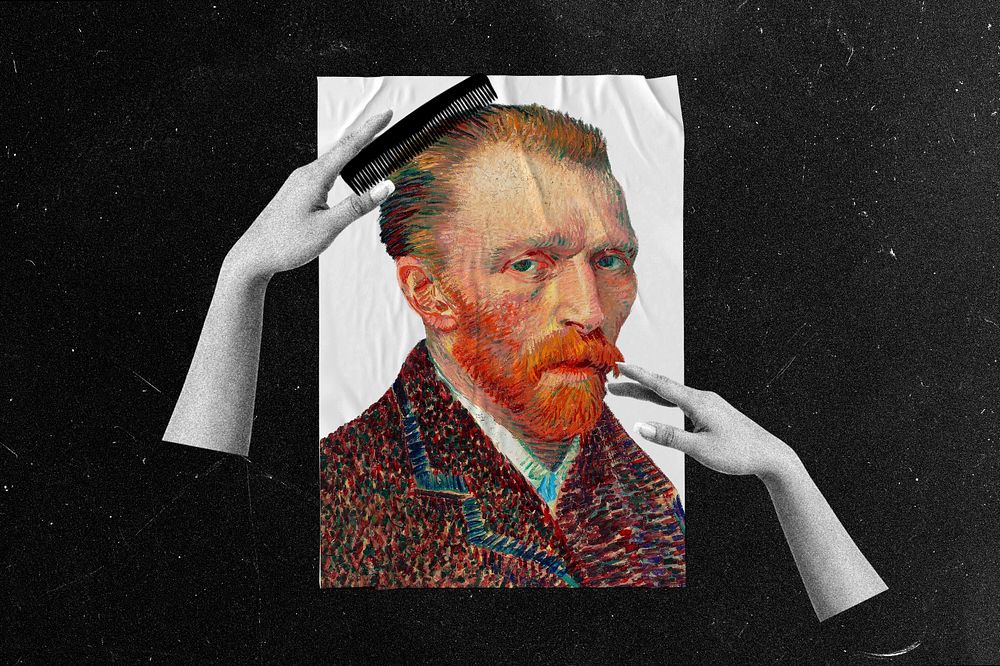 Van Gogh's Self-Portrait, barber aesthetic, famous artwork, remixed by rawpixel