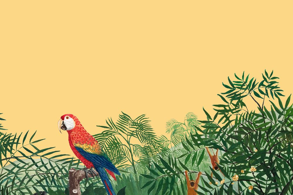 Exotic forest border background, Henri Rousseau's famous artwork, remixed by rawpixel.