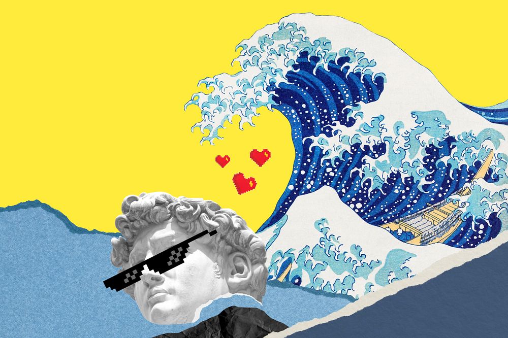 Great Wave off Kanagawa, Summer aesthetic, famous artwork remixed by rawpixel.