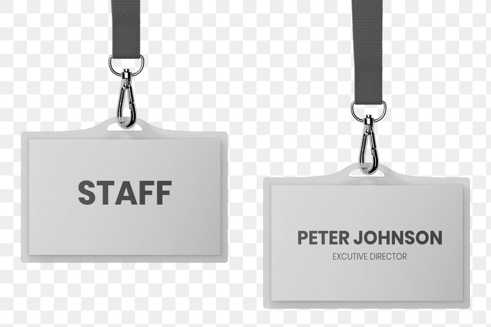 Two staff cards mockup, gray 3D design 