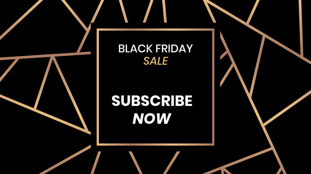 Black Friday blog banner template, elegant gold geometric, editable text