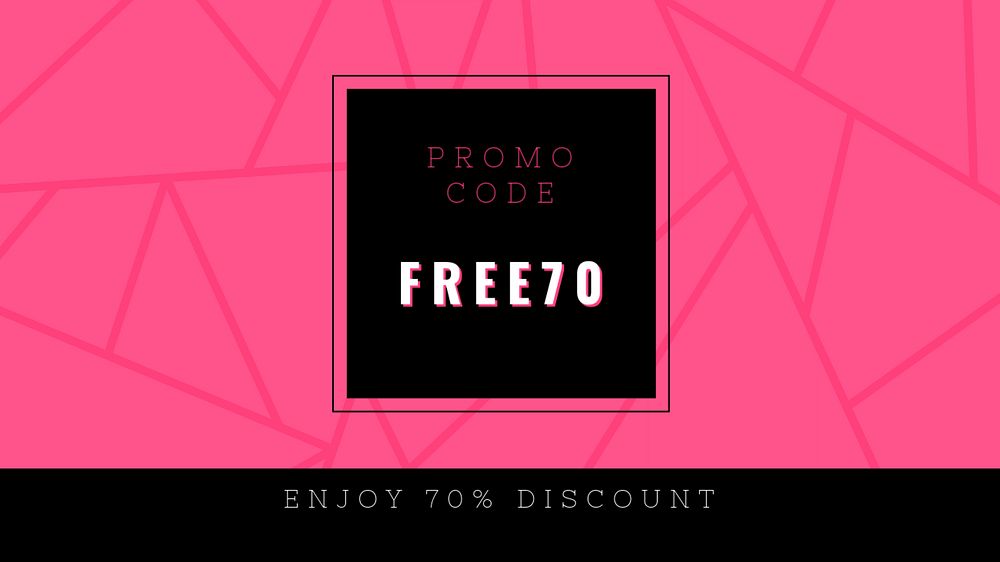 Promo code blog banner template, pink design, editable text