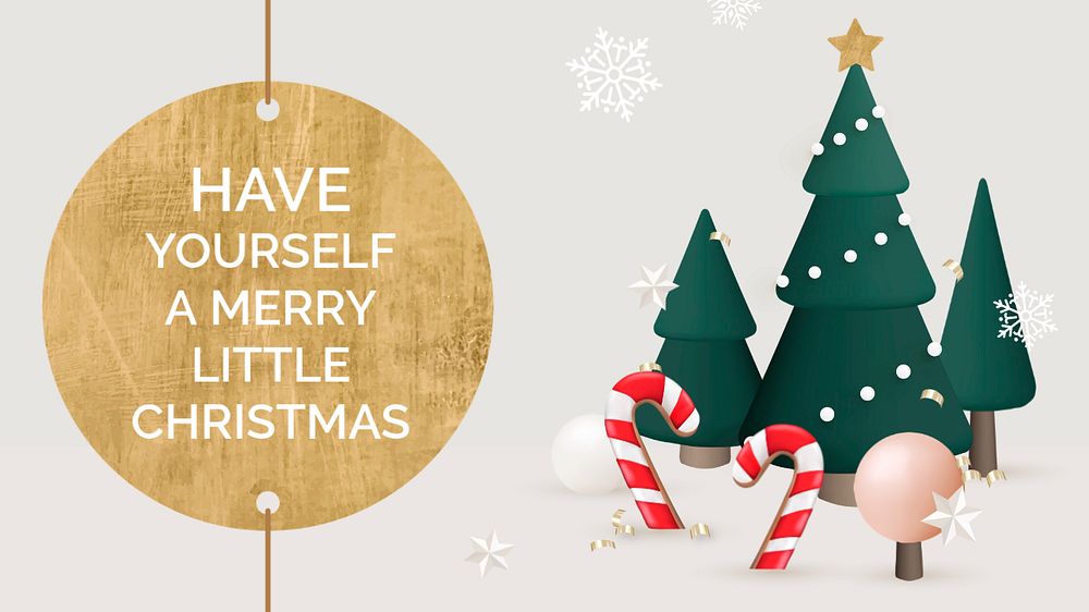 Merry Christmas desktop wallpaper template, editable 3D design