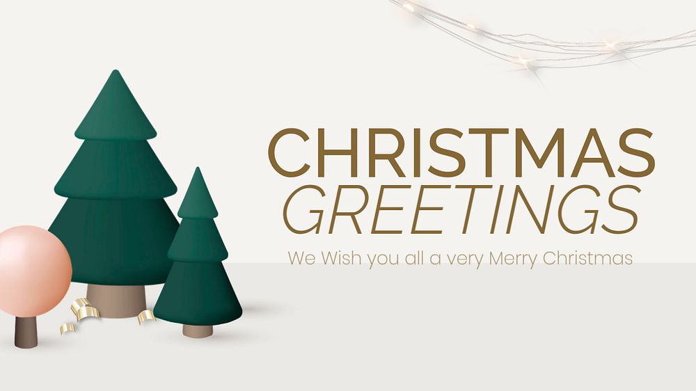 Christmas greetings blog banner template, editable 3D design