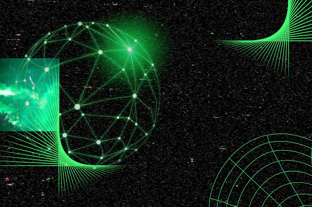 Retro future editable background, green wireframe 