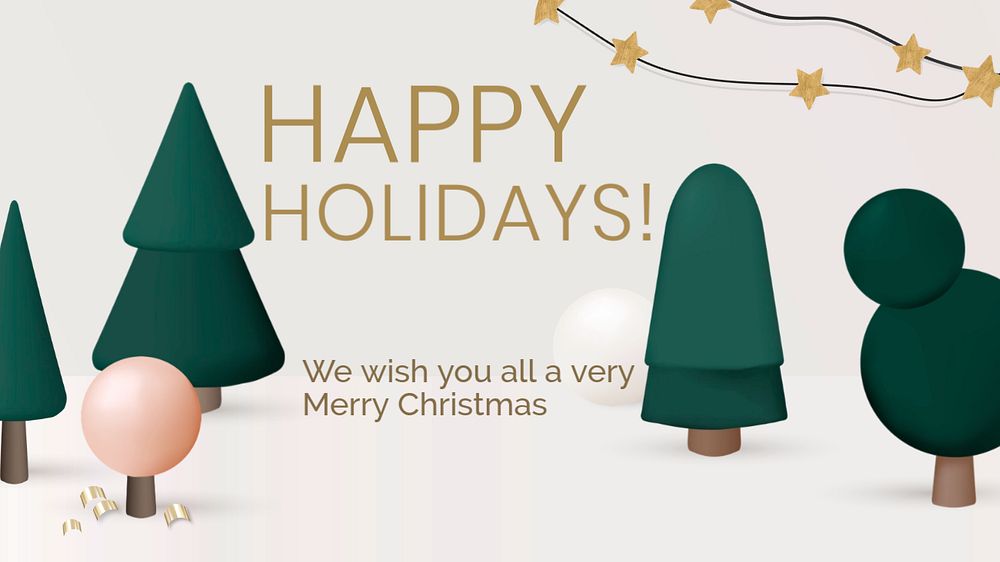 Happy holidays blog banner template, editable 3D design