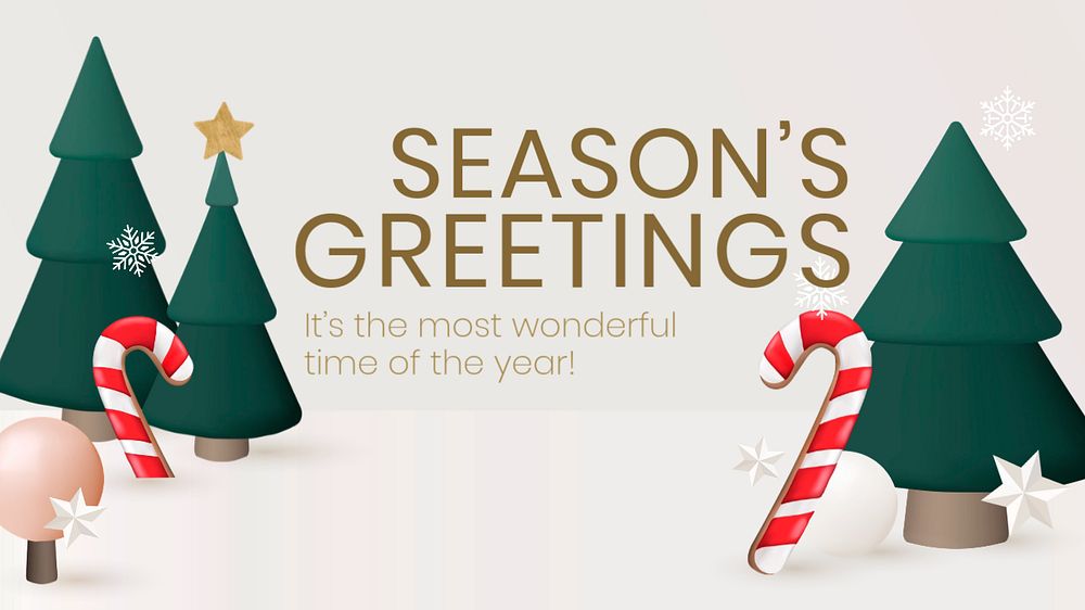 Season's greeting blog banner template, editable 3D design