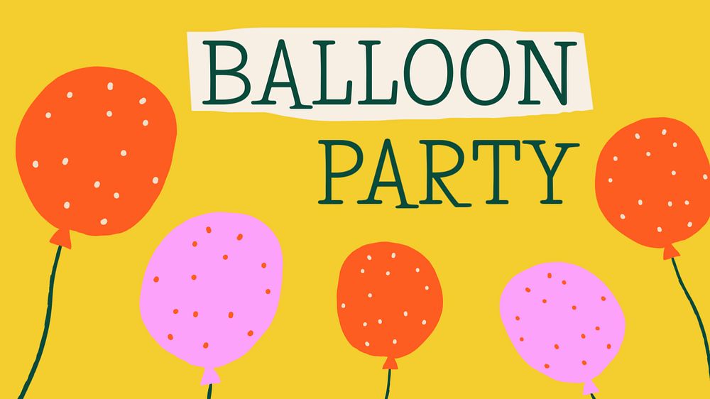 Balloon party invitation presentation template, editable doodle design