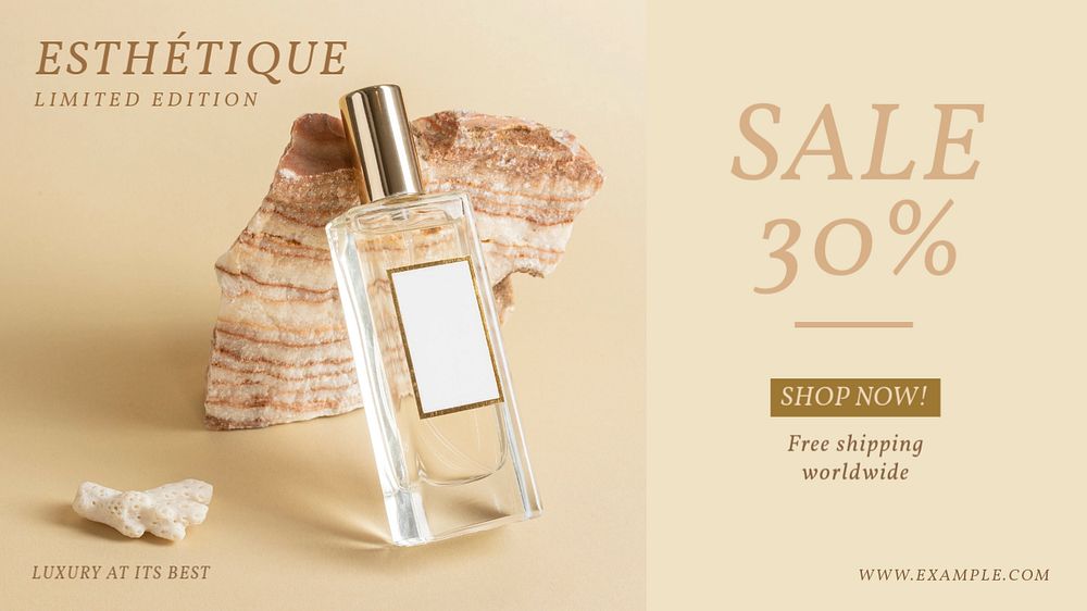 Perfume sale Facebook cover template, editable text