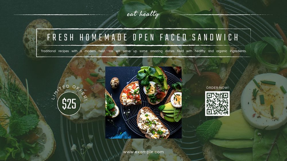 Restaurant promotion blog banner template, editable design