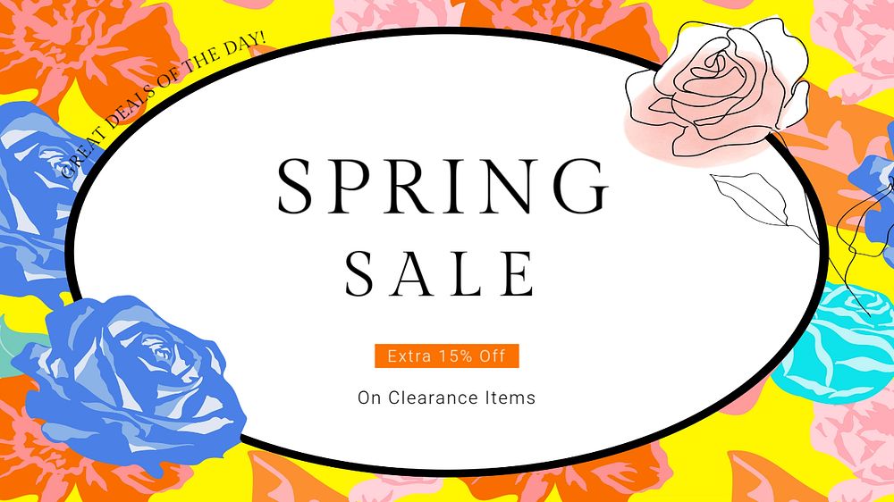 Spring sale blog banner template, editable text