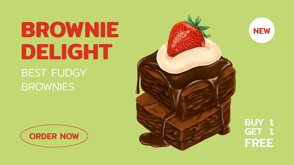 Brownie delight editable banner template, bakery shop ad