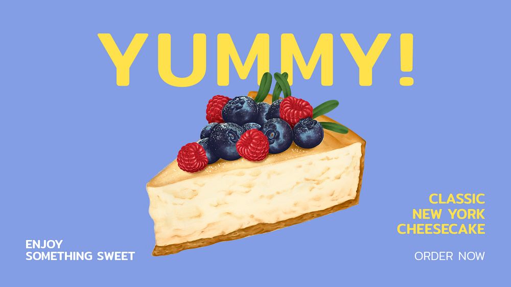 Yummy cheesecake editable banner template, bakery shop ad