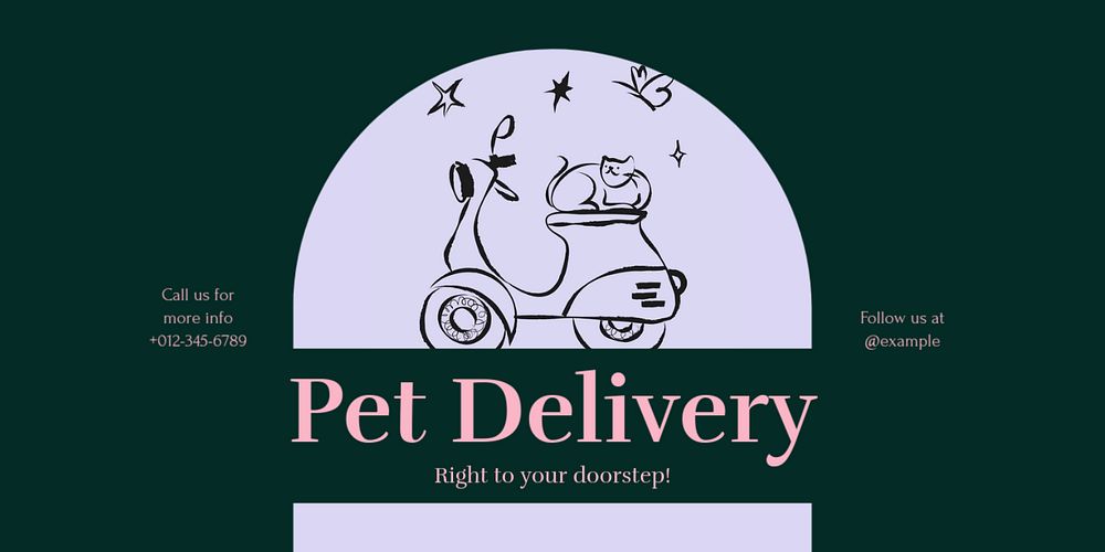 Pet delivery  Twitter ad template, editable text