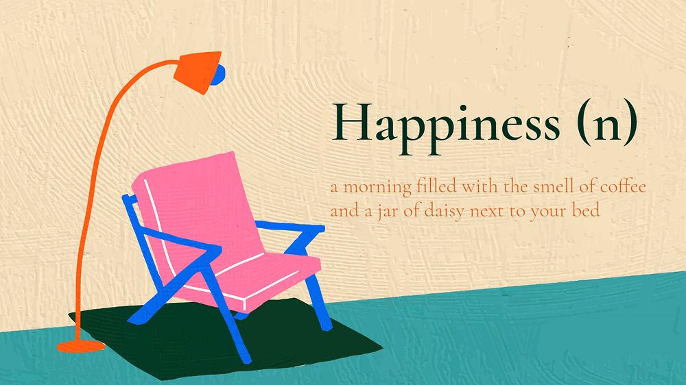 Happiness definition blog banner template, interior illustration