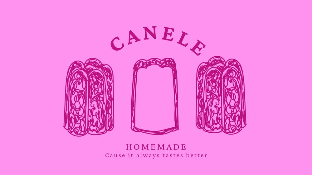 Pink canele YouTube thumbnail template, homemade bakery shop