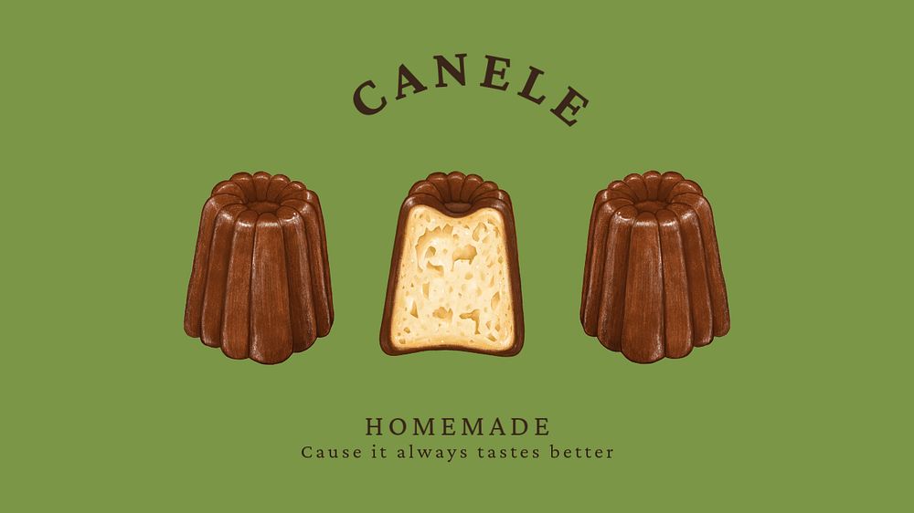 Homemade canele editable presentation template, French pastry shop