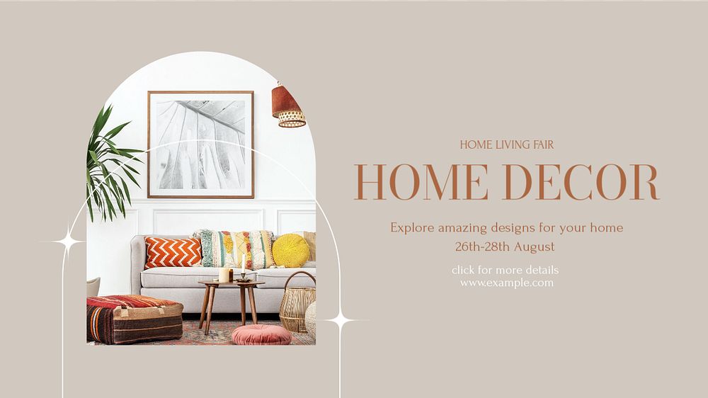 Home decor  blog banner template, editable text