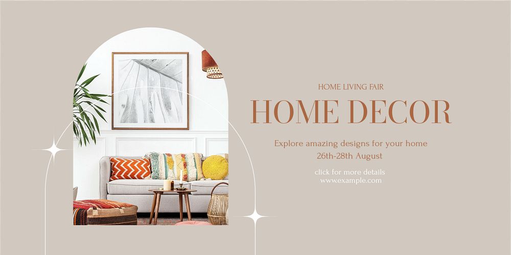 Home decor  Twitter ad template, editable text