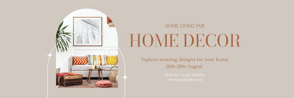 Home decor  email header template, editable text