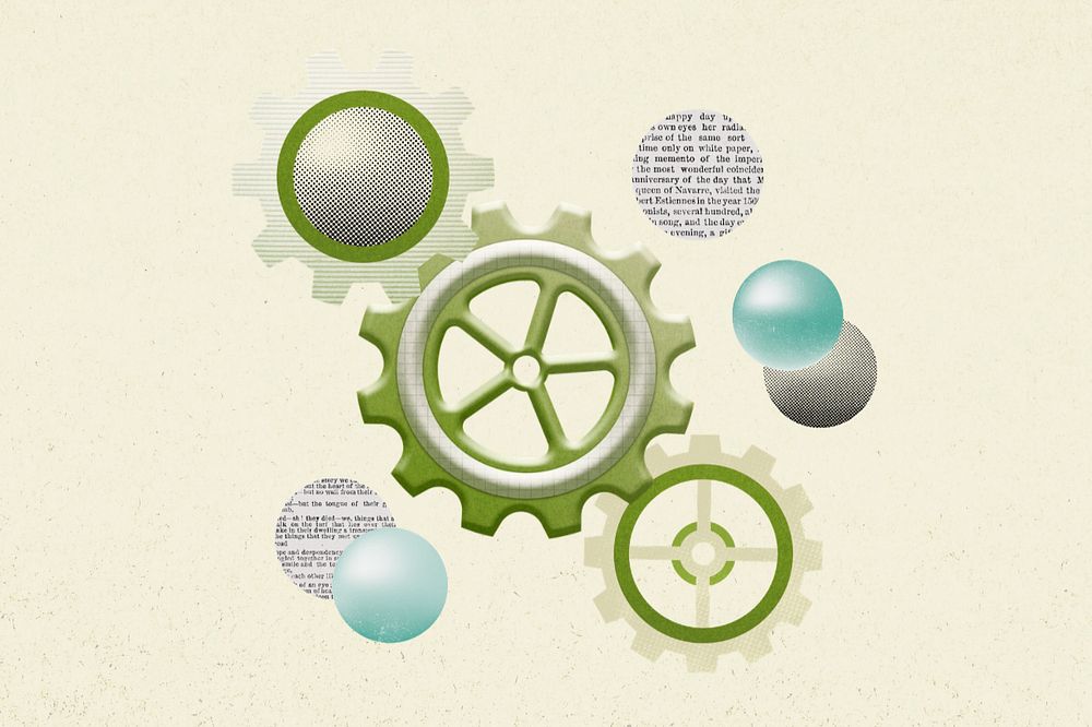 Gear, teamwork, editable design presentation background