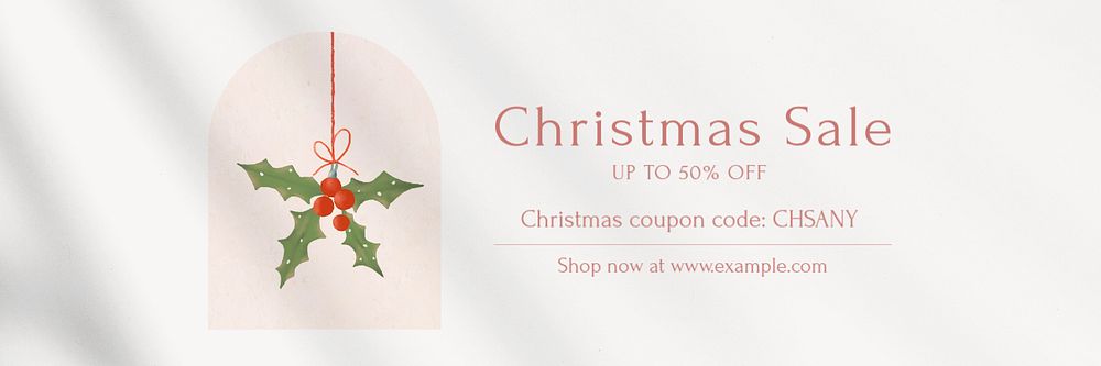 Romantic Christmas card  email header template, editable text