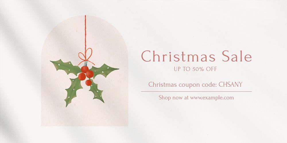 Romantic Christmas card  Twitter ad template, editable text